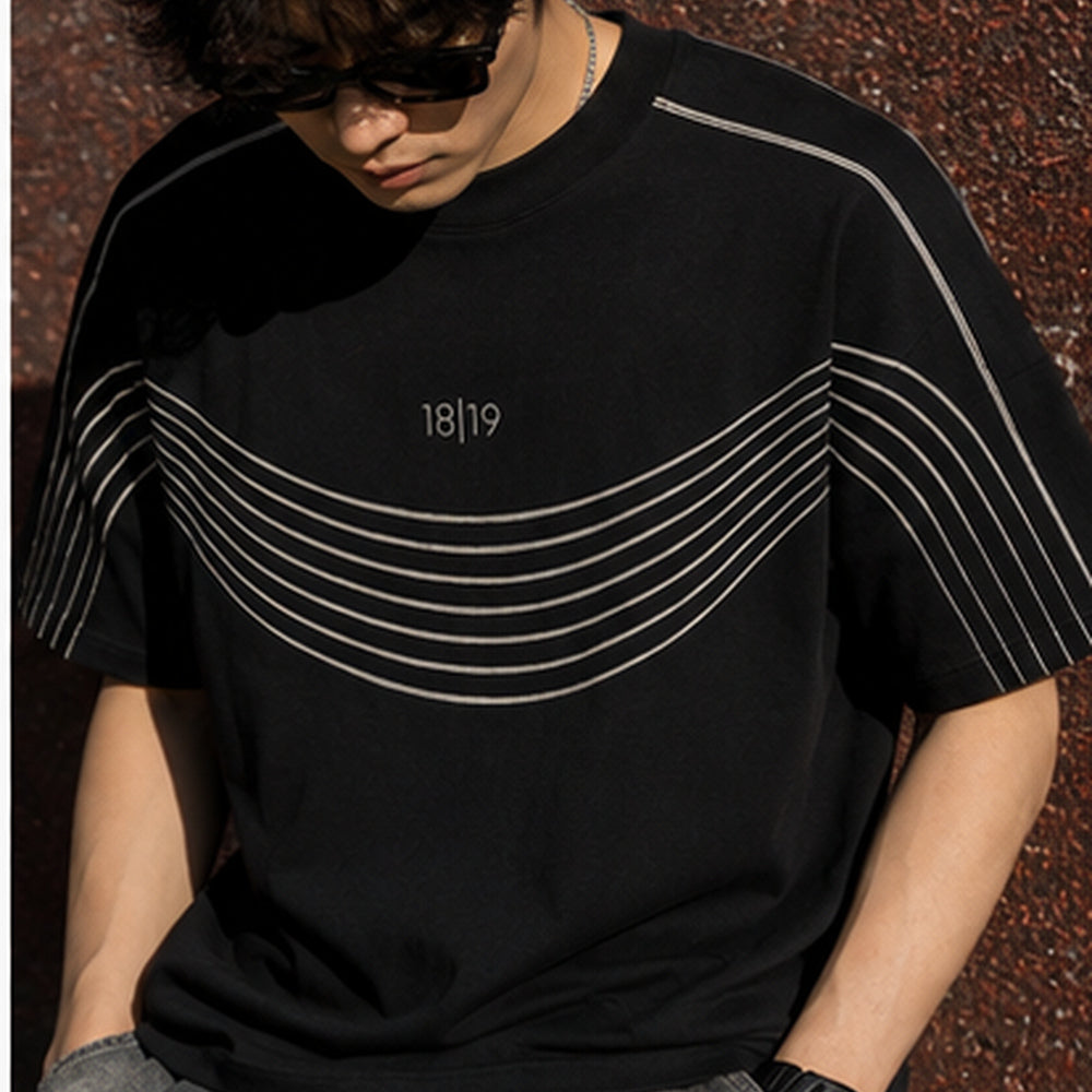 Jetblack Embroidered Line Oversized T-Shirt