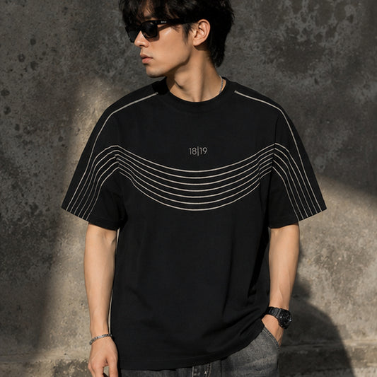 Jetblack Embroidered Line Oversized T-Shirt