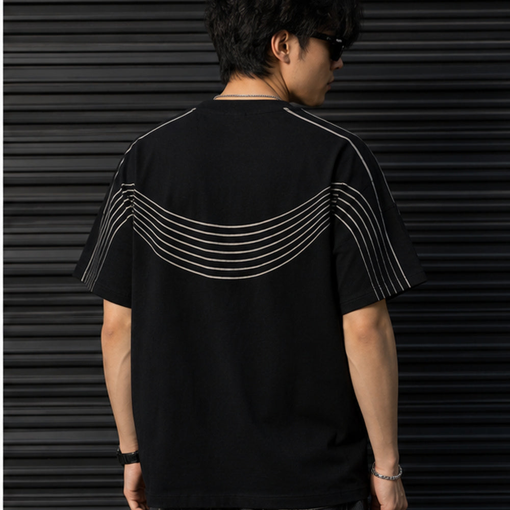 Jetblack Embroidered Line Oversized T-Shirt